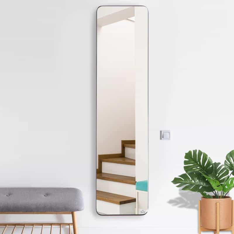 HOMCOM Full Length Mirror for Bedroom, Free Standing Dressing Mirror, Wall Mirror with Wood Frame for Living Room — Black