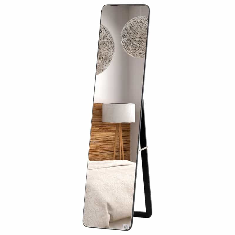 HOMCOM Full Length Mirror for Bedroom, Free Standing Dressing Mirror, Wall Mirror with Wood Frame for Living Room — Black