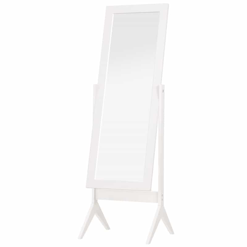 HOMCOM Full Length Mirror, Free Standing Mirror with Rectangular Frame, Adjustable Angle for Dressing Room, Bedroom, Living Room — White