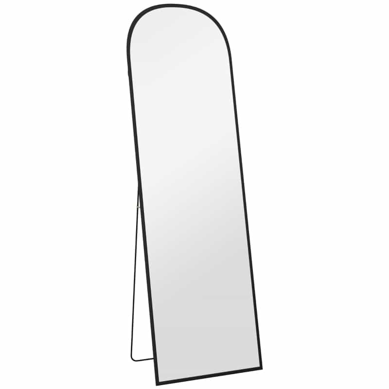 HOMCOM Arched Standing Mirror, Full Length Mirror, Free Standing or Wall Mounted for Living Room, Bedroom — Black