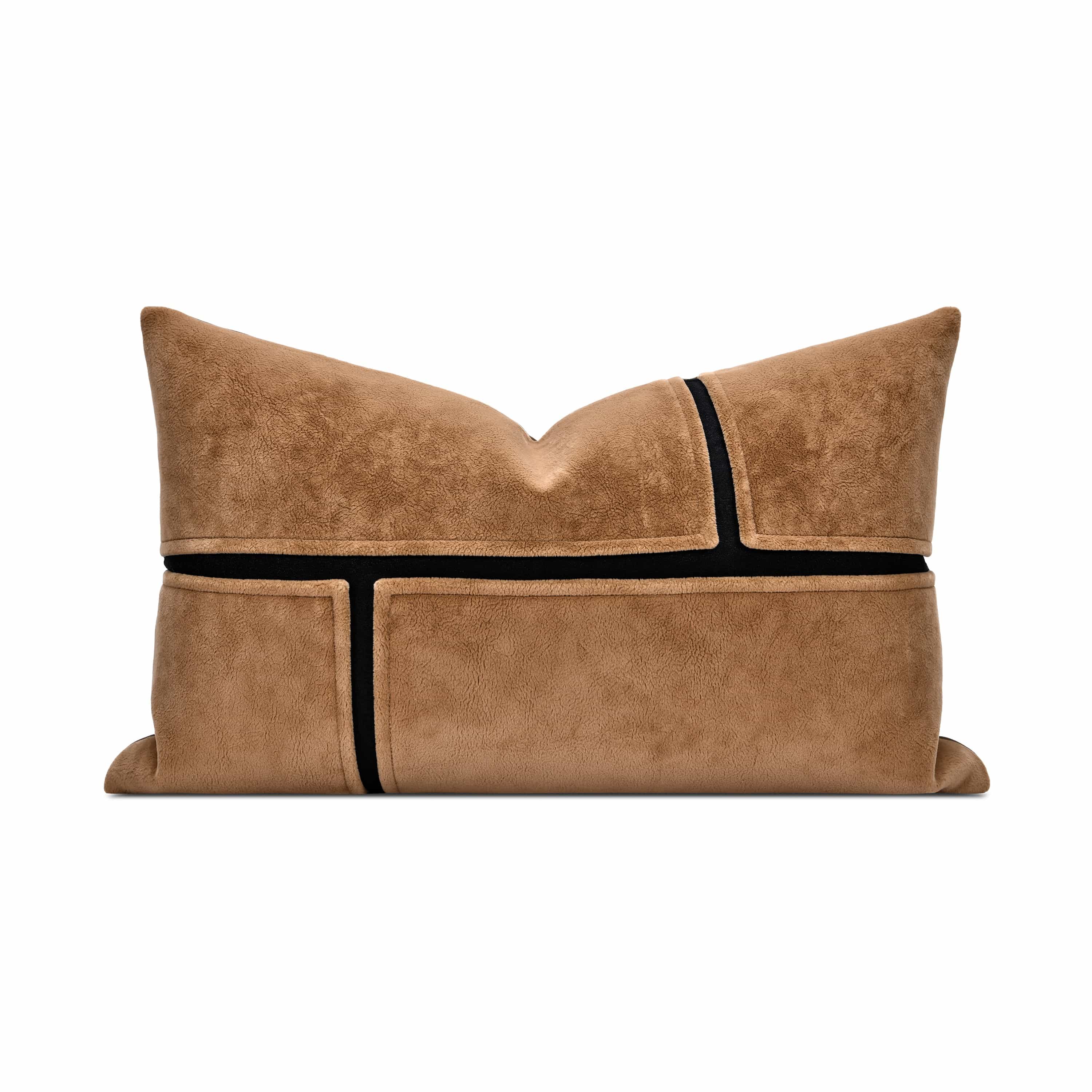 Suede Flannel - Polyester - Artificial Leather Blended Lumbar Pillow (DP-2308212) — Bronze