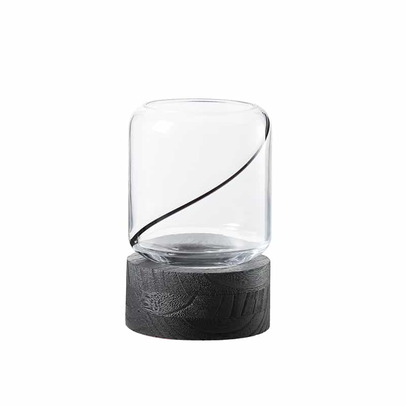 Wooden Bottom Transparent Vase