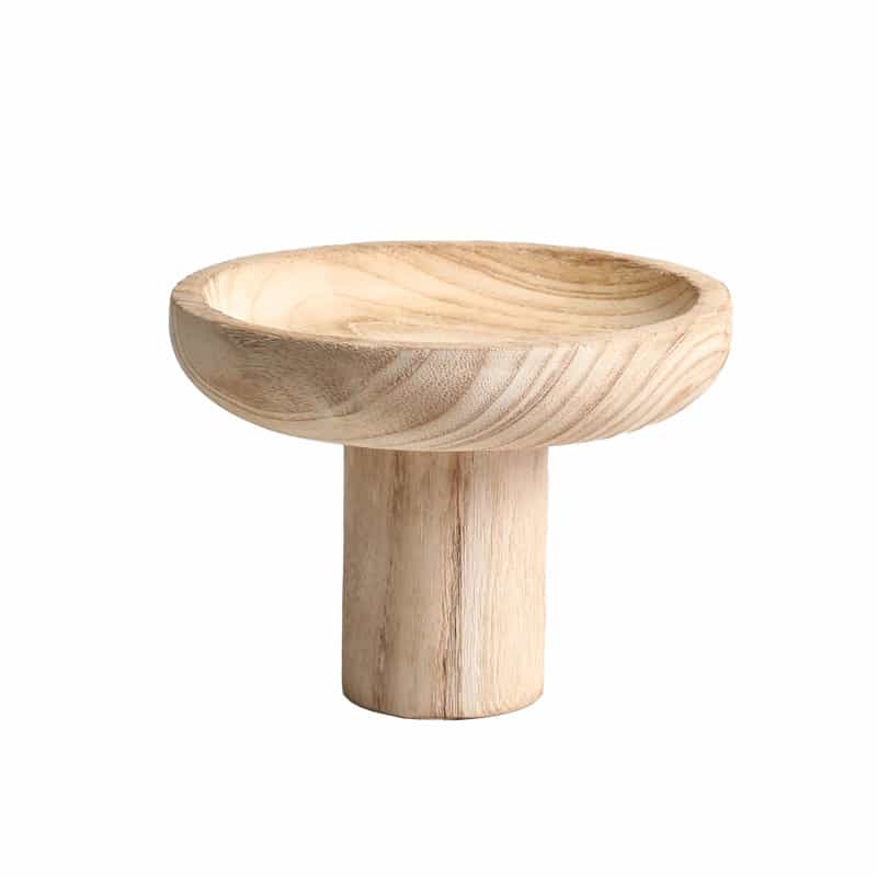 High-legged wooden fruit bowl — Multi-color