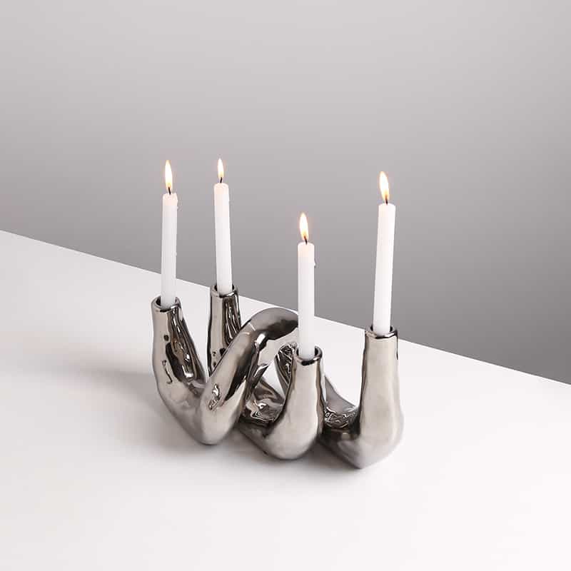 Three candlestick vase — Grey