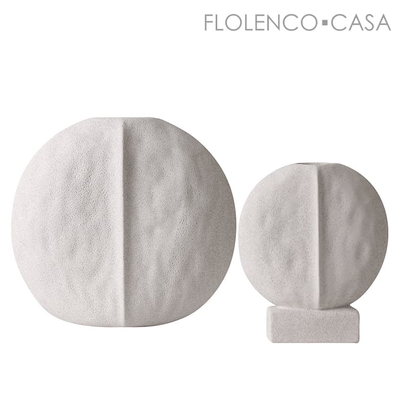 White Round flat vase — image 1