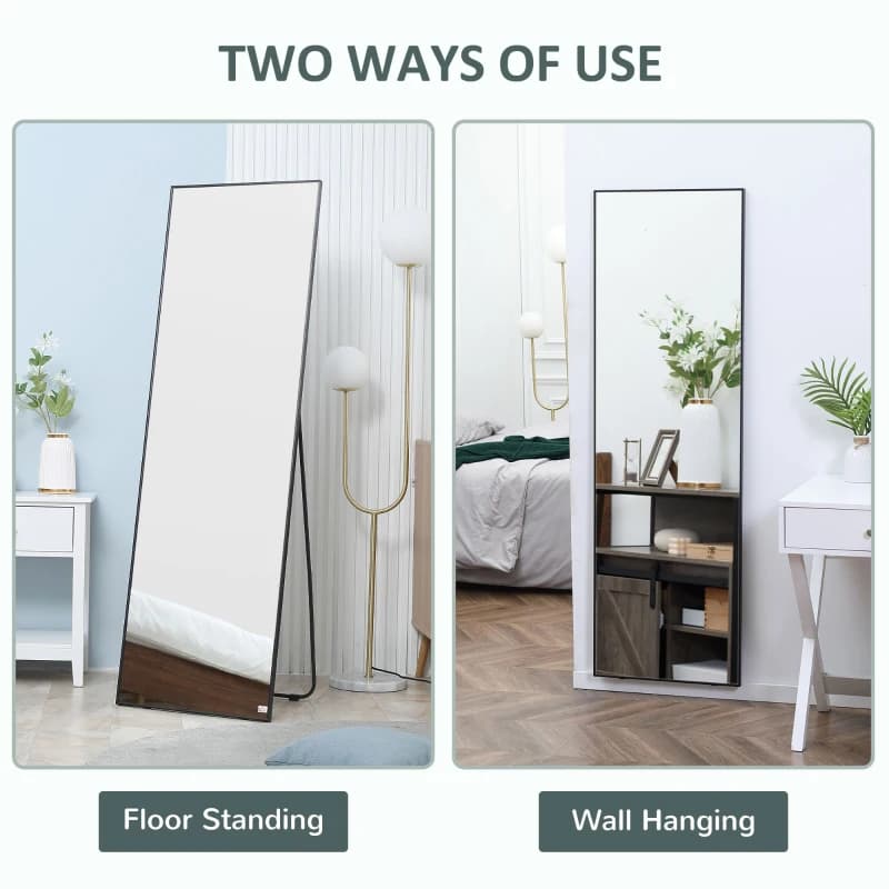 HOMCOM Full Length Mirror, Floor Standing, Wall-Mounted or Leaning Against Wall Tall Mirror with Support Frame, Rectangular Full Body Mirror for Bedroom, Living Room — image 4