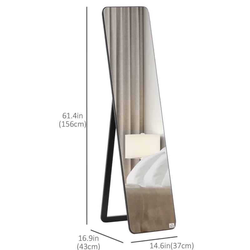 HOMCOM Full Length Mirror for Bedroom, Free Standing Dressing Mirror, Wall Mirror with Wood Frame for Living Room — image 9