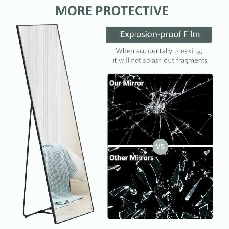 HOMCOM Full Length Mirror, Floor Standing, Wall-Mounted or Leaning Against Wall Tall Mirror with Support Frame, Rectangular Full Body Mirror for Bedroom, Living Room — image 6