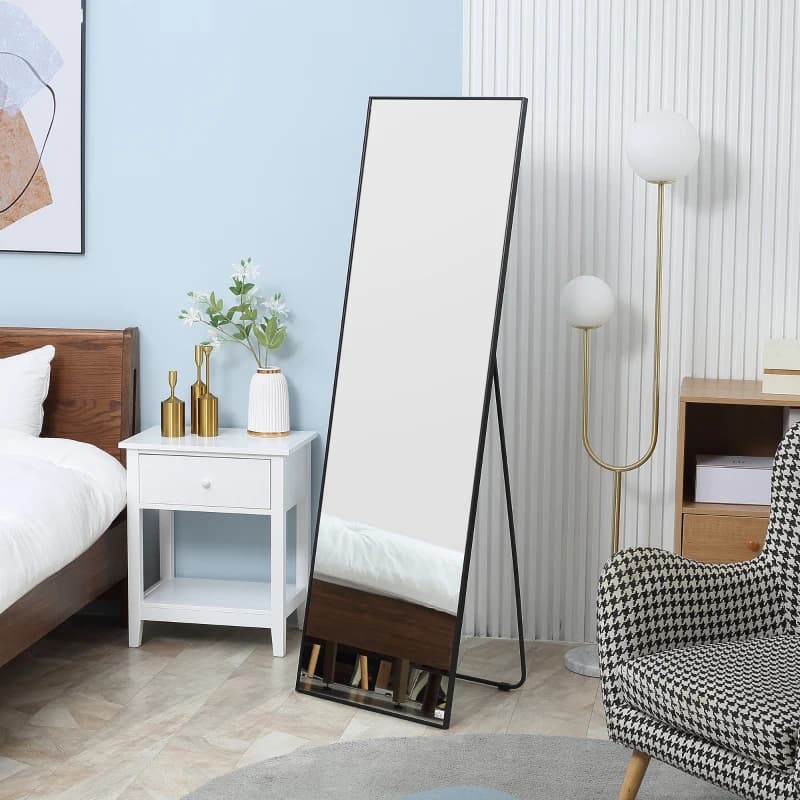 HOMCOM Full Length Mirror, Floor Standing, Wall-Mounted or Leaning Against Wall Tall Mirror with Support Frame, Rectangular Full Body Mirror for Bedroom, Living Room — image 2