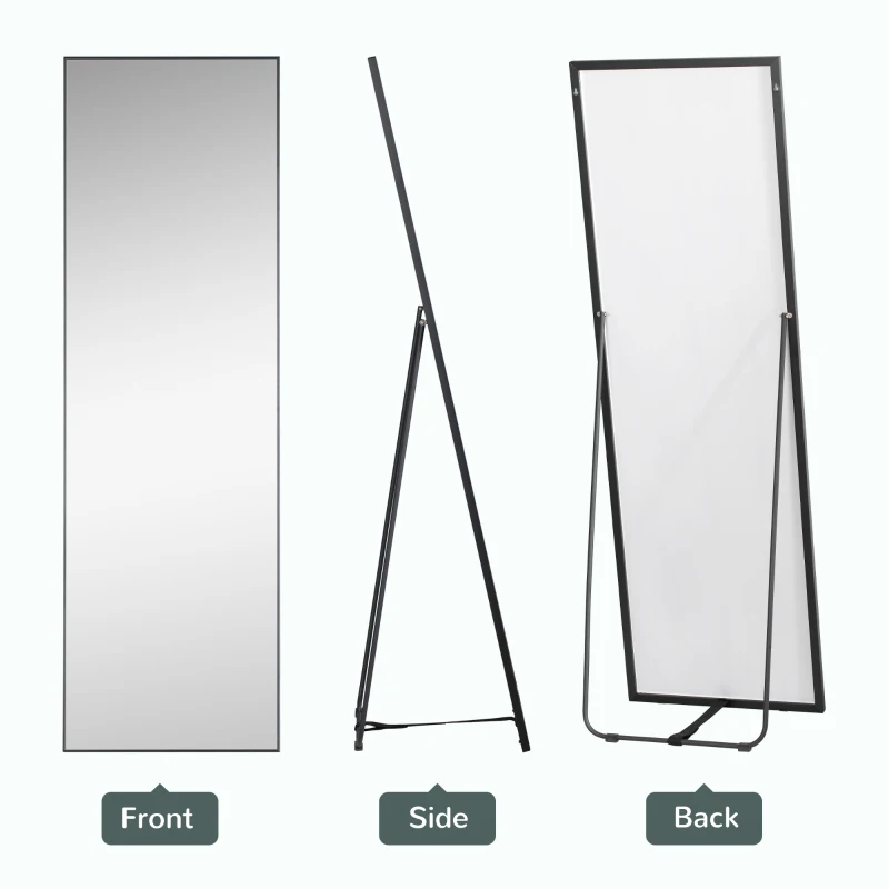 HOMCOM Full Length Mirror, Floor Standing, Wall-Mounted or Leaning Against Wall Tall Mirror with Support Frame, Rectangular Full Body Mirror for Bedroom, Living Room — image 5