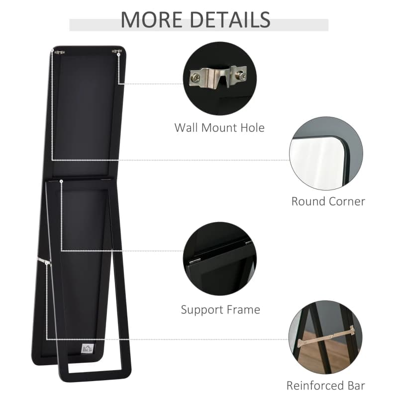 HOMCOM Full Length Mirror for Bedroom, Free Standing Dressing Mirror, Wall Mirror with Wood Frame for Living Room — image 7