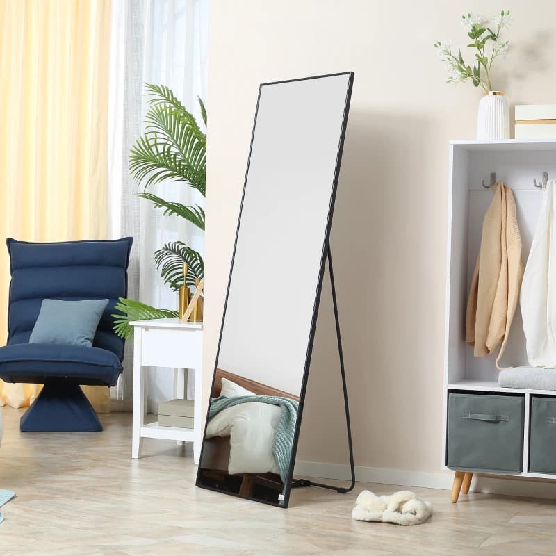 HOMCOM Full Length Mirror, Floor Standing, Wall-Mounted or Leaning Against Wall Tall Mirror with Support Frame, Rectangular Full Body Mirror for Bedroom, Living Room — image 3