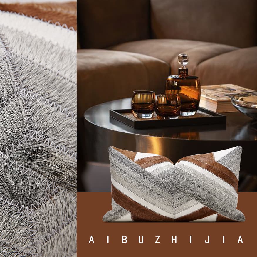 Cowhair - Suede Flannel Blended Lumbar Pillow (DP-2312107) — image 2