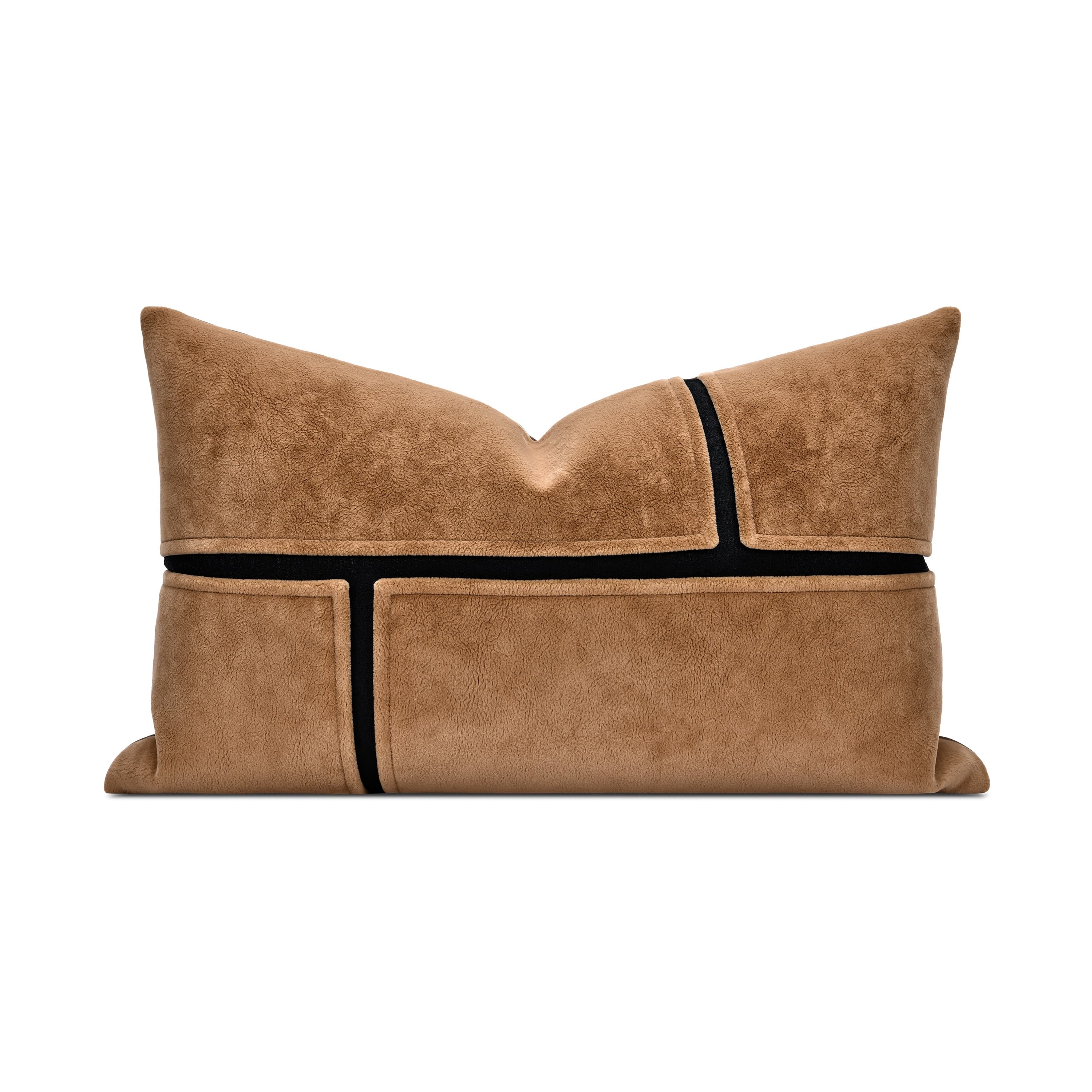 Suede Flannel - Polyester - Artificial Leather Blended Lumbar Pillow (DP-2308212) — image 1