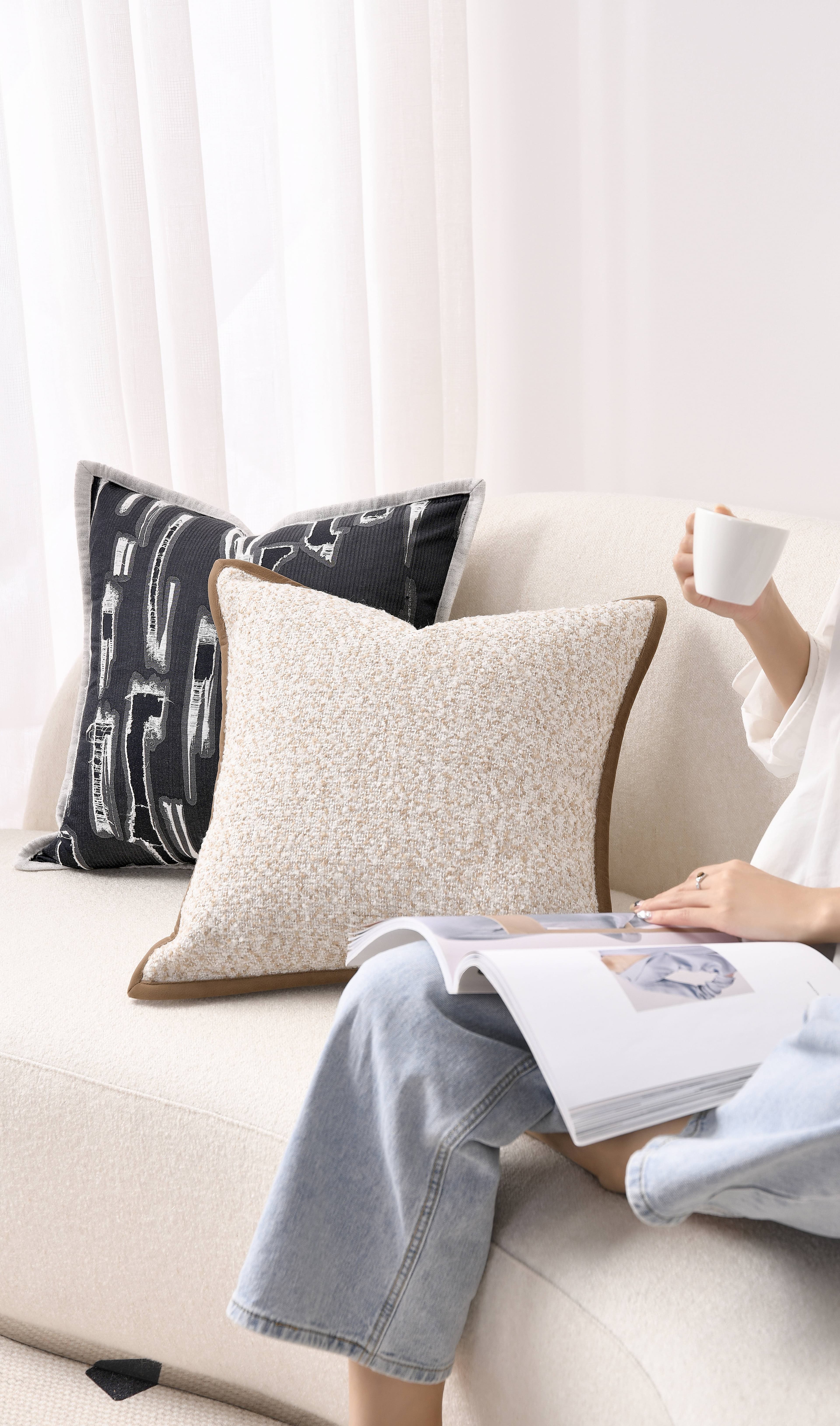 Cotton - Linen - Flannel - Polyester Blended Square Pillow (DP-2410111) — image 3