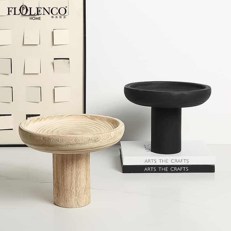 High-legged wooden fruit bowl — image 4
