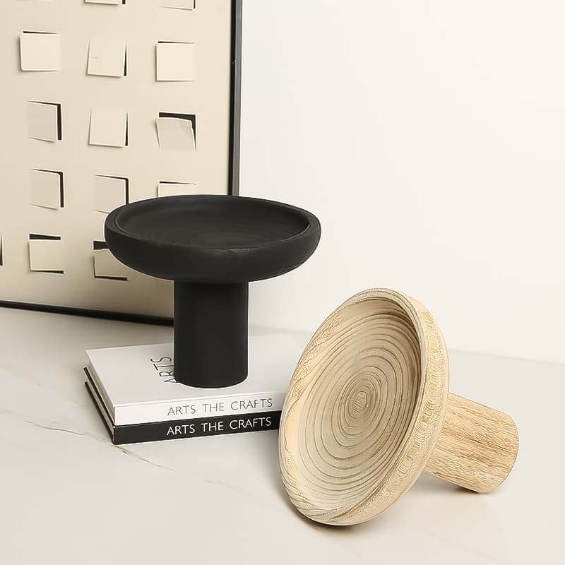 High-legged wooden fruit bowl — image 1