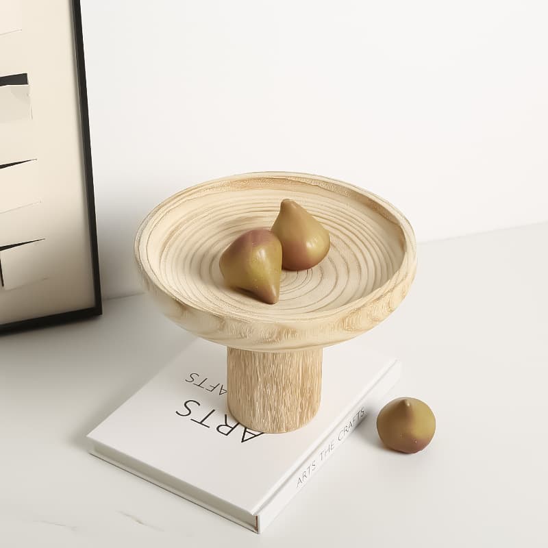 High-legged wooden fruit bowl — image 3