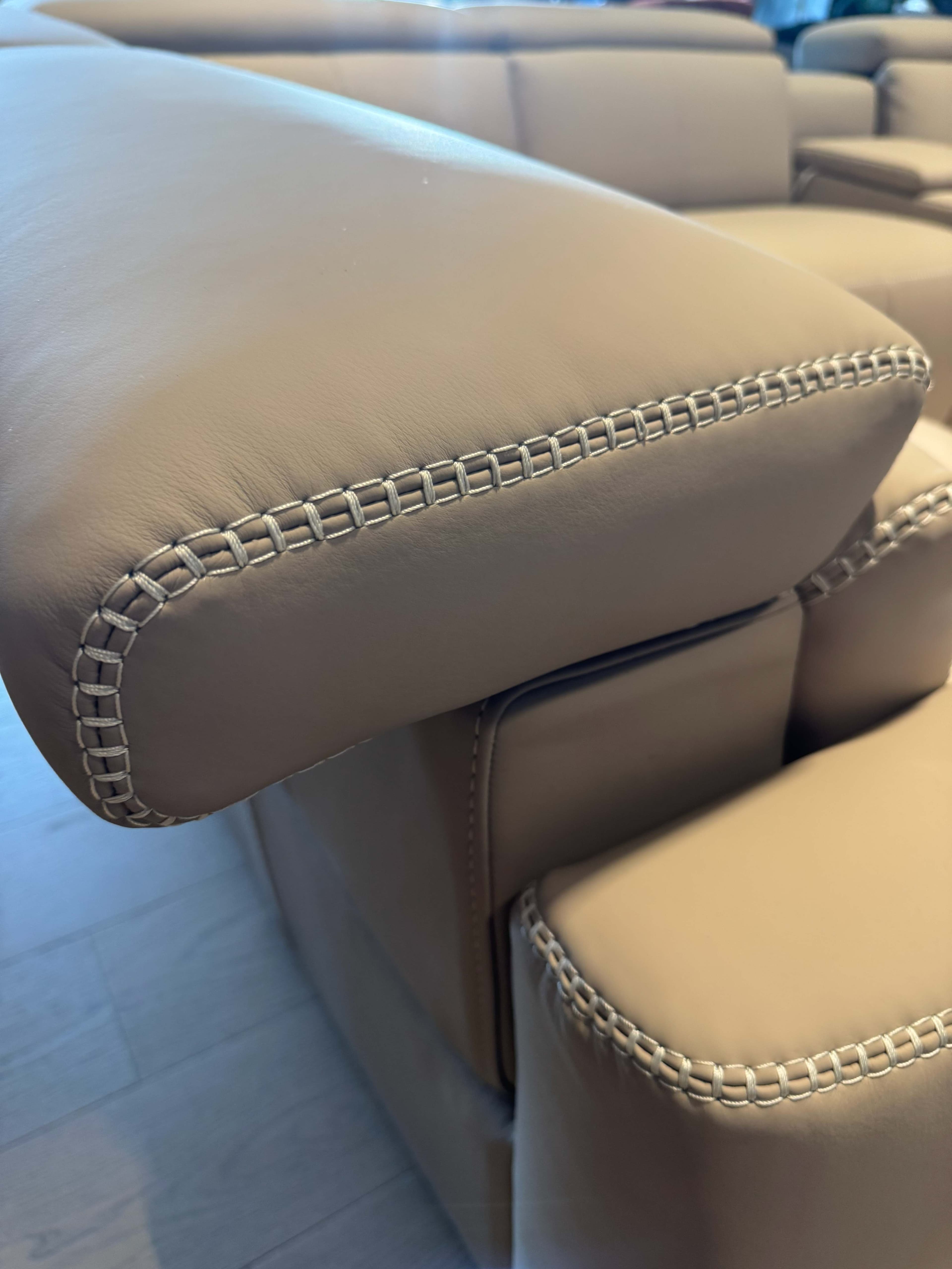 Stitched leather armrest on the KOVA